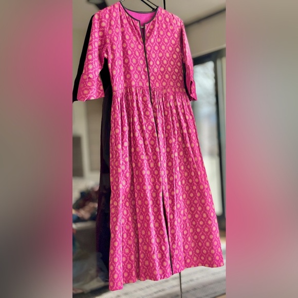 Silk brocade unique custom top/topper/long jacket. Size S. Hook eye buttons. - Picture 1 of 4